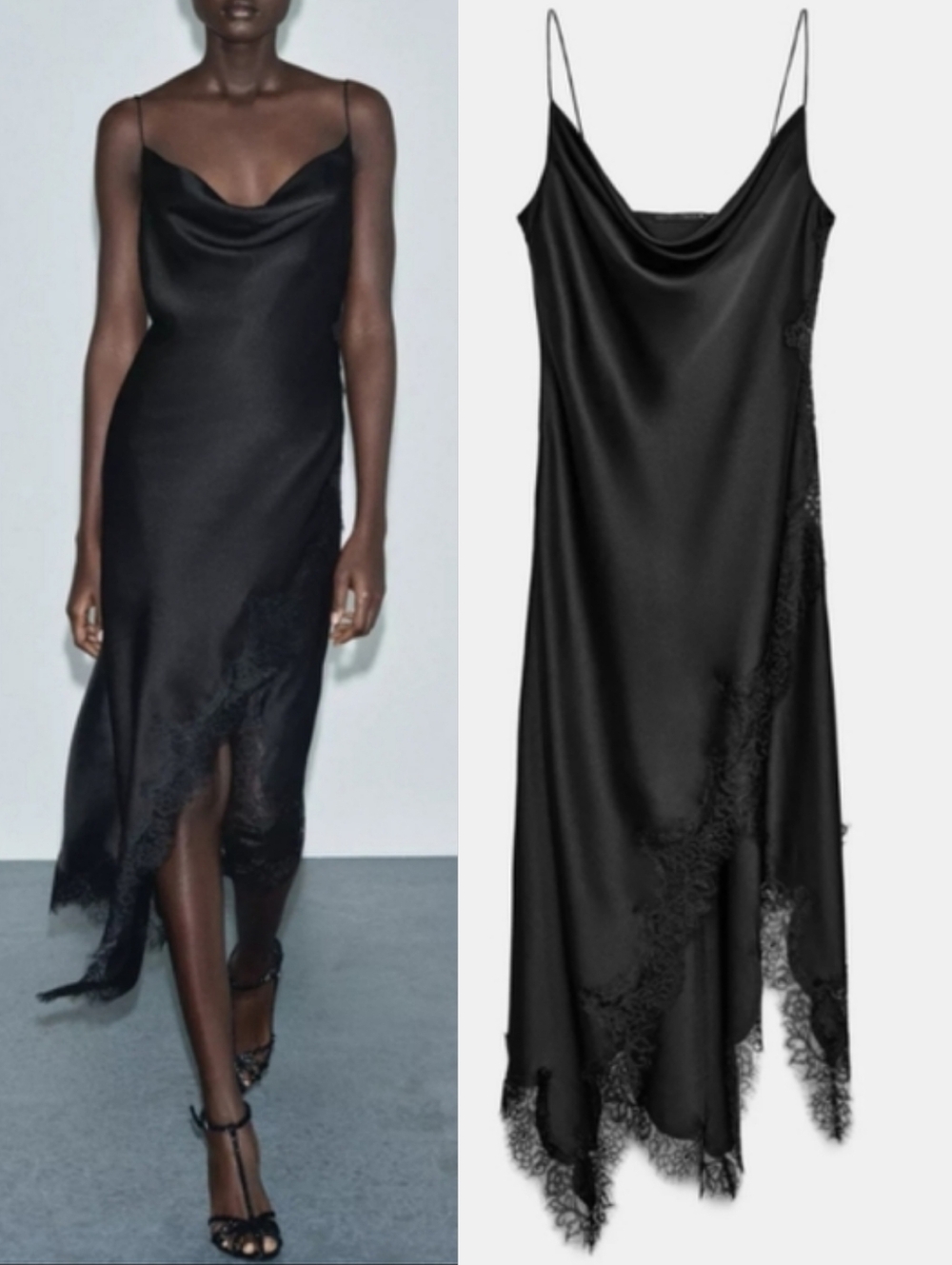 ZARA ASYMMETRIC LACE DRESS BLACK